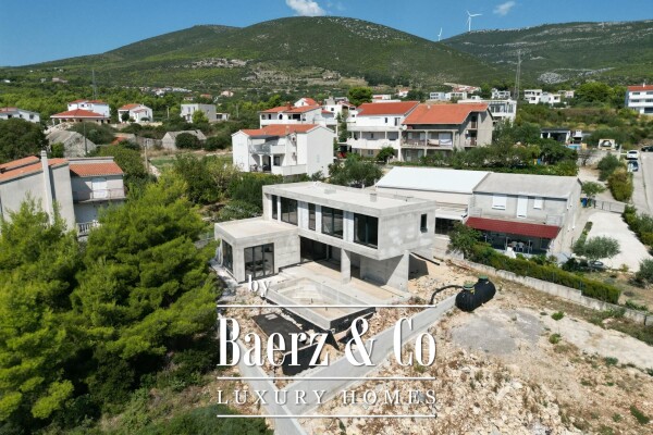 photo 23 Kaštel Novi, modern villa under construction with pool and sea view.